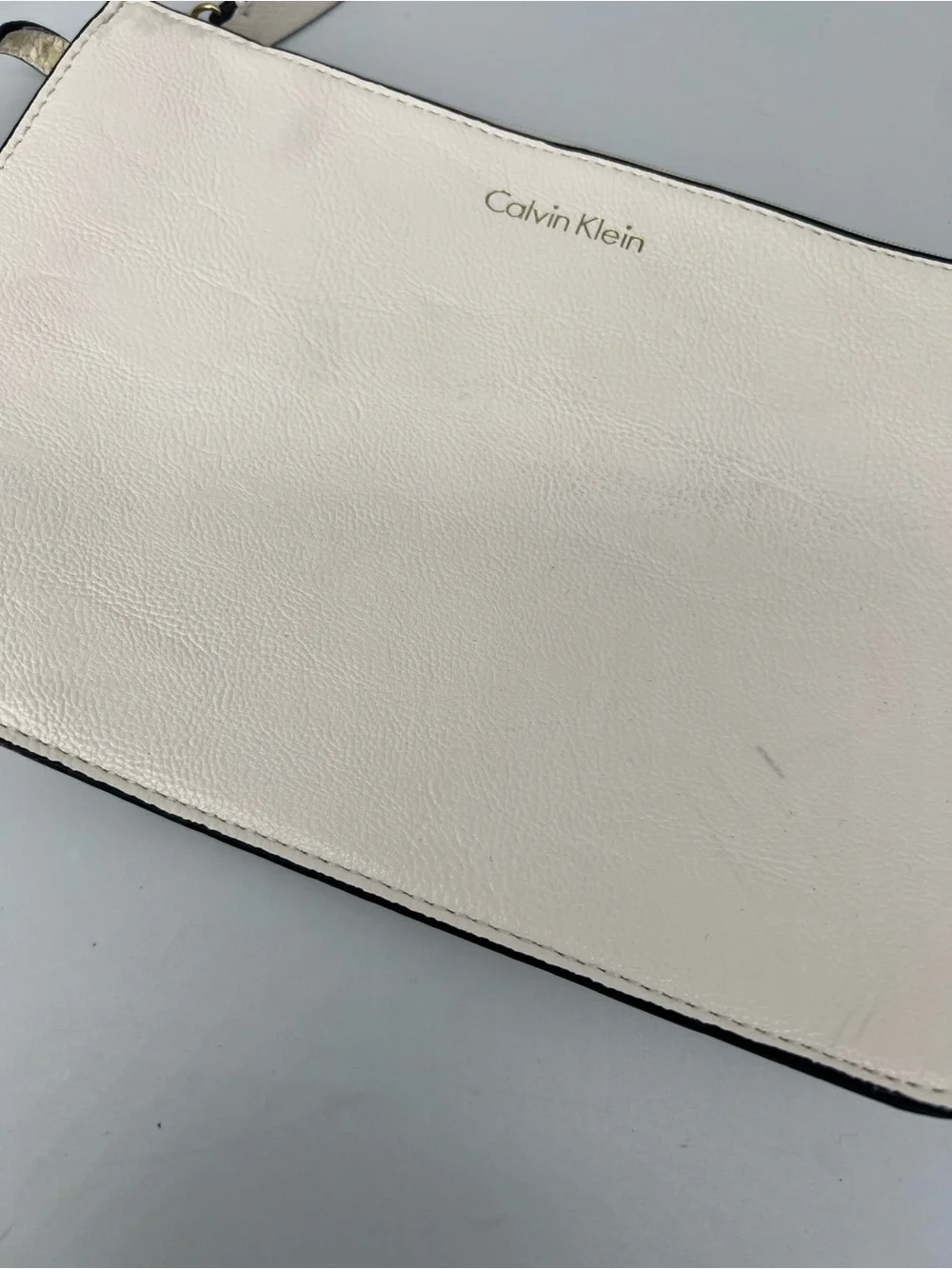 Calvin Klein Cream Zip Wristlet Clutch
